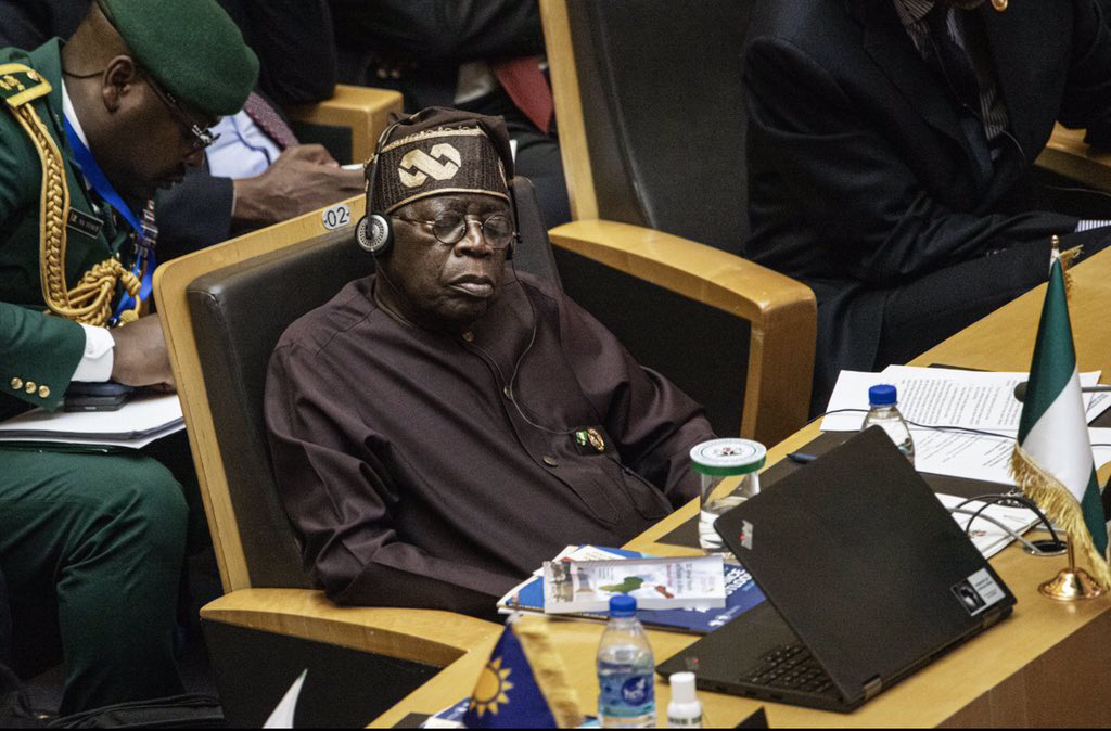 Trending photo of Nigeria President, Bola Tinubu Sleeping at AU Submit at Addis Ababa