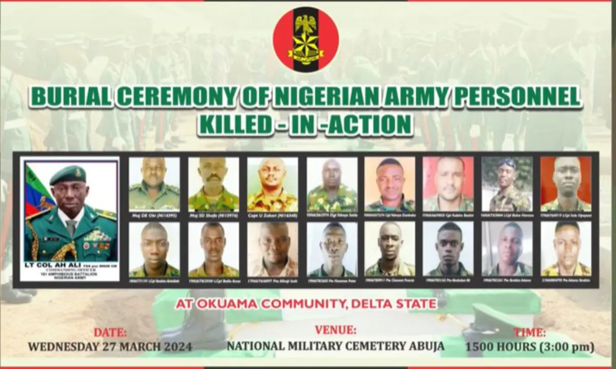 Okuama massacre: Tinubu bestows posthumous honours on 17 slain soldiers