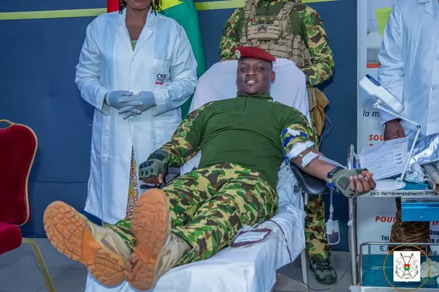 Burkina Faso military President seen donating blood to hospital