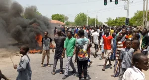 VIDEO: Protester shot in Borno, citizens scamper for safety