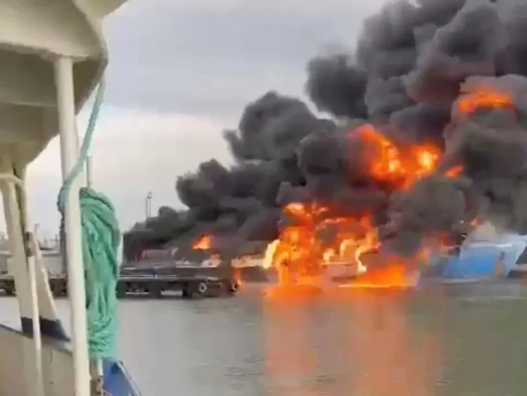 BREAKING: Russian ferry loaded with fuel fall in Ukrainian attack