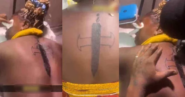 VIDEO: “You just w@ste your time, money and pa!n” – Lady reveals jaw-dropping design of friend’s ‘sw0rd’ tattoo