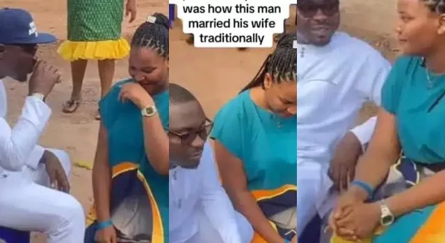 VIDEO: “Don’t let anything limit you” – Nigerian man weds girlfriend traditionally without DJ, MC, canopy and makeup