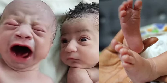 VIDEO: Newborn baby breaks internet with shocking stare at his crying twin brother