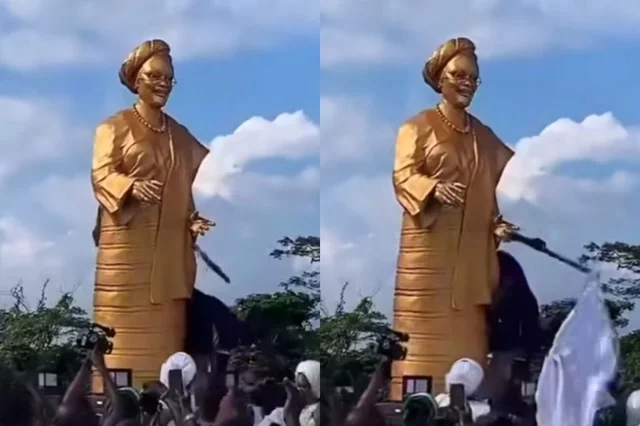 VIDEO: Outrage as the Ooni of Ife unveils golden statue of First Lady, Oluremi Tinubu