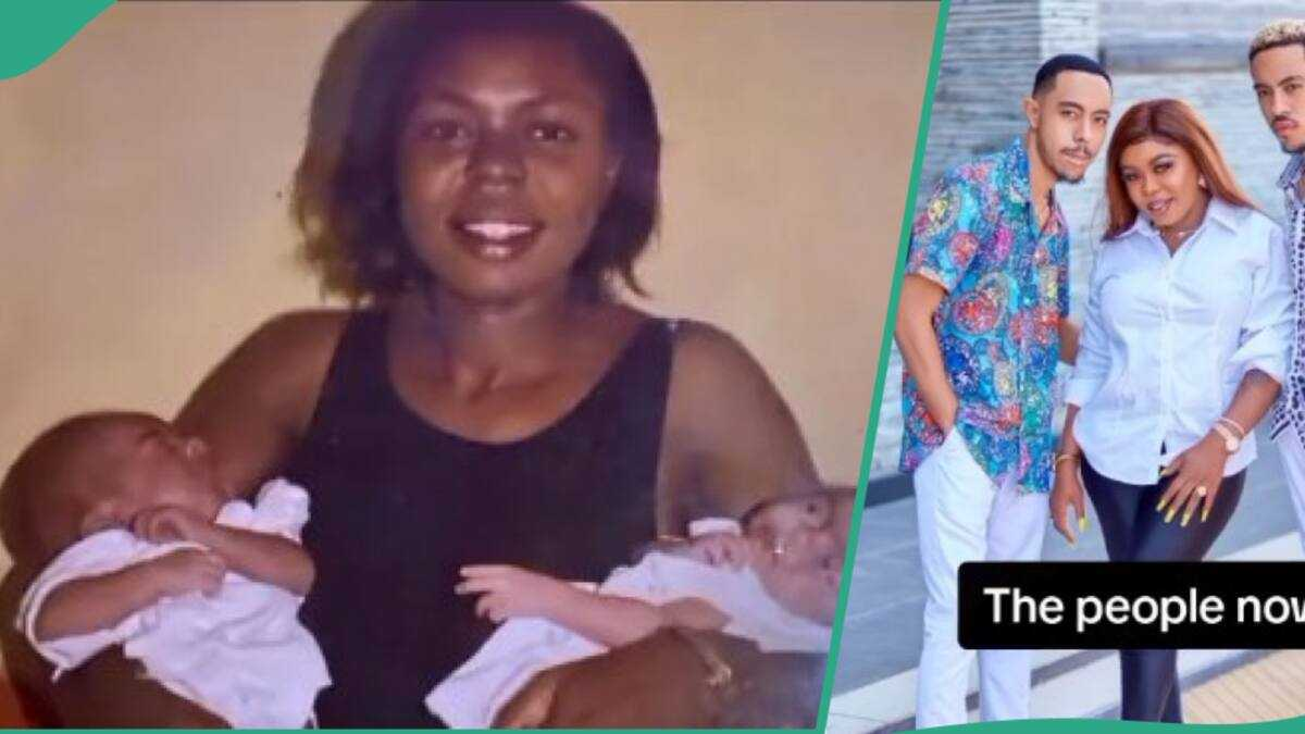 VIDEO: Nigerian single mother who was abandoned by husband with two children shares them all grown up