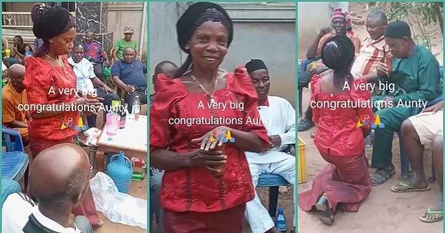 VIDEO: After this happened all her life, elderly Nigerian woman finally ties the knot with lover in grand style