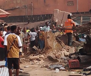 Youths demolish house of landlord who k!lled man for playing football in front of his house