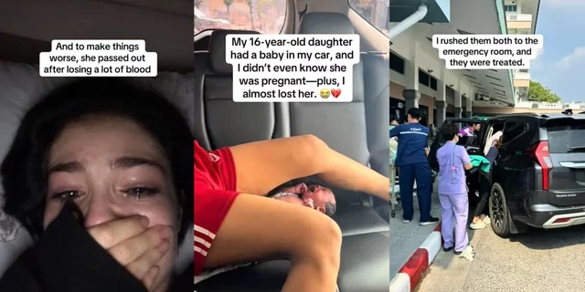 VIDEO: Caucasian mom in shock as 16-year-old daughter delivers baby in car without knowing she was pregnant