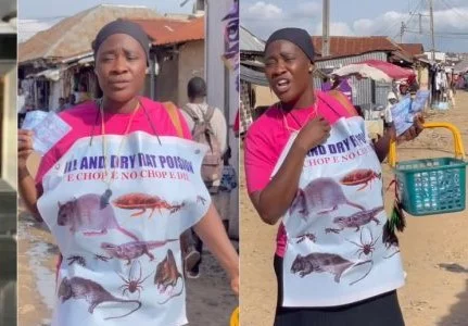 VIDEO: Mercy Johnson seen selling rat poison on the streets