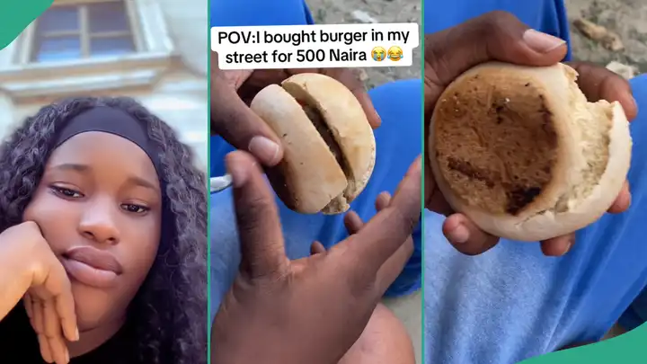 VIDEO: Lady who bought N500 burger on her street shares what she found inside