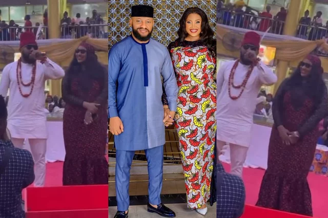 VIDEO: “Pete Edochie will be regretting while he didn’t pull him out” – Reactions as Yul Edochie and wife, Judy Austin visit Prophet Odumeje’s church (Video)