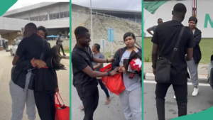 VIDEO: "Why is she not happy?" - Reactions as wife arrives in Nigeria for 2nd time to meet her husband