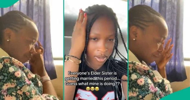 VIDEO: Lady shares what her elder sister does while her mates are getting married