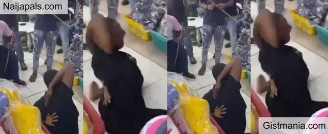 VIDEO: Woman mercilessly flogged by multiple men in a Lagos boutique