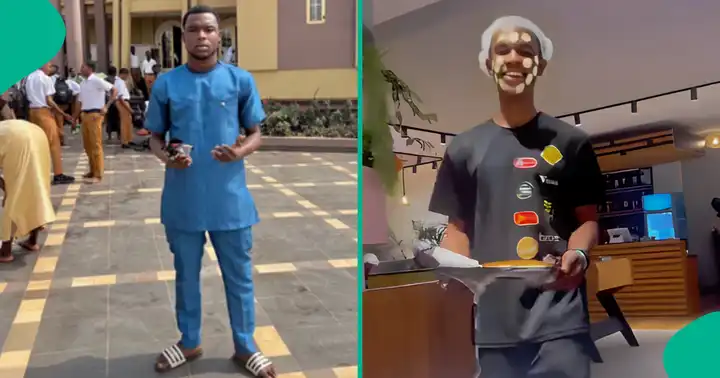 VIDEO: Young man amused as he runs into his former class captain working at an eatery