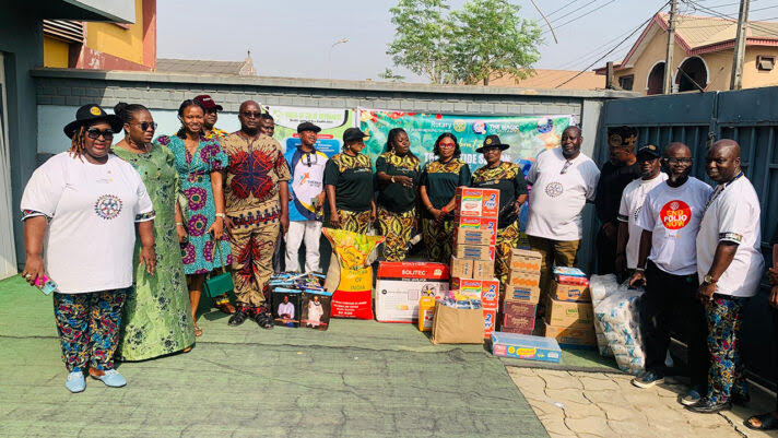 Rotary club donates food items, others to orphanage