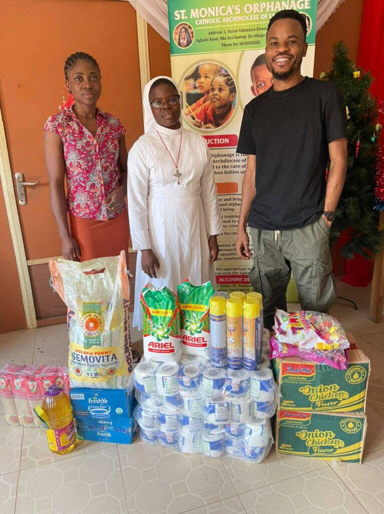 Charity outreach to houses with motherless babies is maintained by Adedoyin Ayomide.