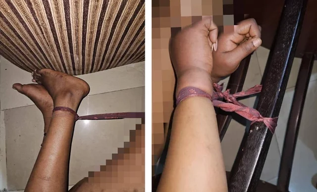 Lady tied up narrowly escapes ritual killing in Abuja hotel