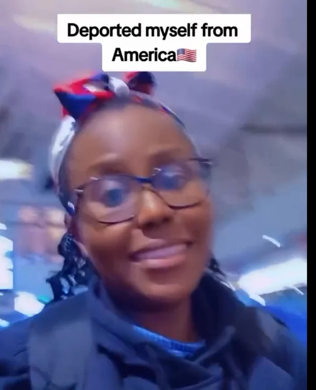 VIDEO: Drama as Nigerian Lady ‘Deports’ herself after Trump’s mass deportation order