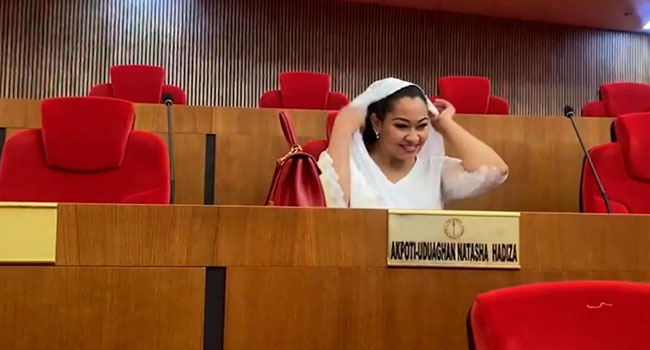 VIDEO: Moment Senator Natasha and husband was seen kissing