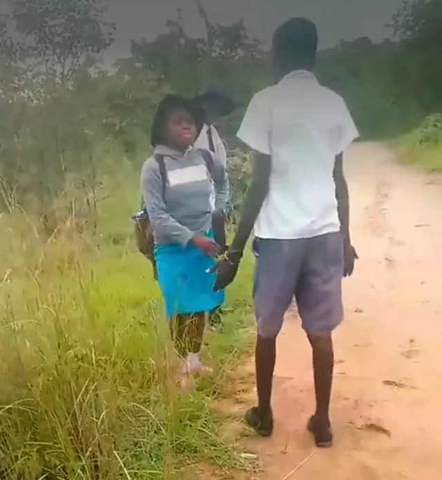 Uproar as young man is seen assaulting young girl after rejecting her plea