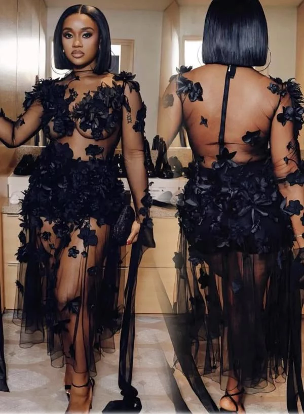 Davido’s Wife, Chioma reacts after being criticized over revealing dress worn to the Grammy awards