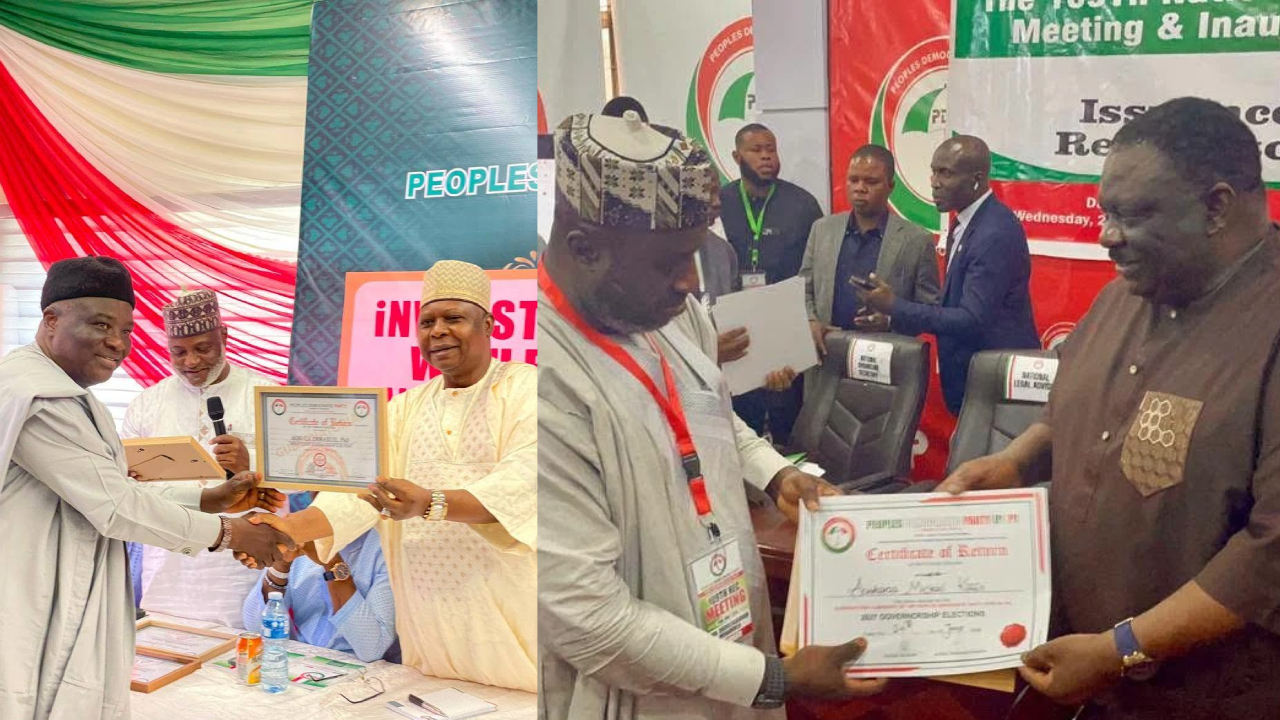 Drama as PDP Issue Certificates of Return to Two Governorship Candidates In Benue