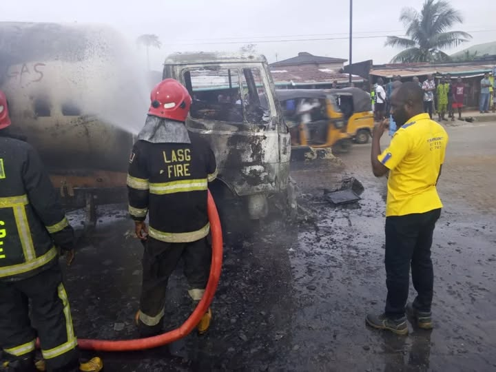Panic in Lagos as Speeding Tanker Erupts in Flames